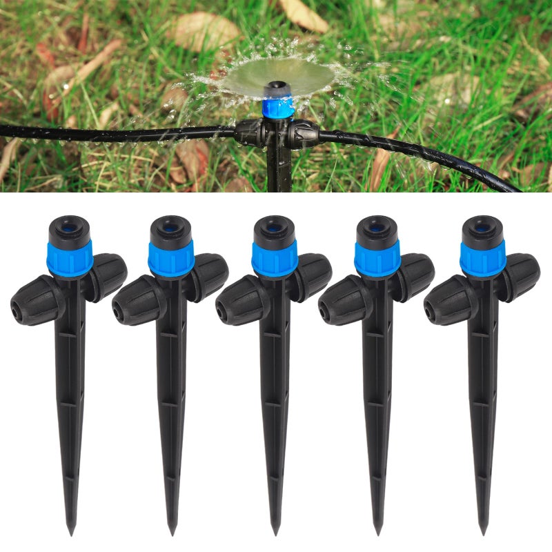 FULAIERGD Drip Irrigation Emitters Fan Shape with Stake Adjustable 360Deree Fan Sprayer with Lock Barbed Ideal for (4-7mm) Garden Hose Watering System(25Pcs Drip Irrigation Blue) - Image 1
